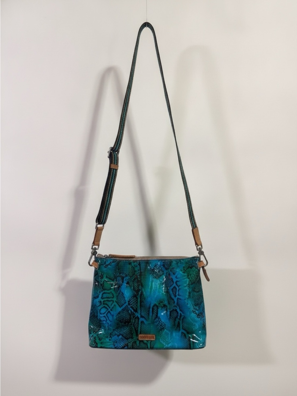 Consuela DOWNTOWN Teal & Blue Snakeprint Crossbody Bag
